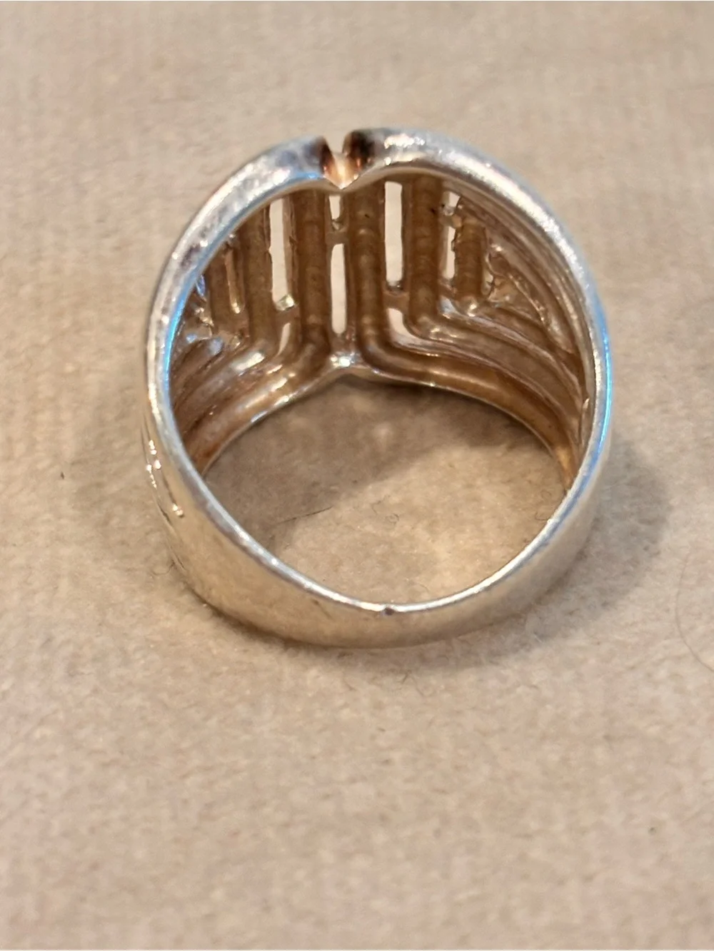 Vintage Designer 925 Sterling Silver  Geometric Statement Ring - Size 6.5-7